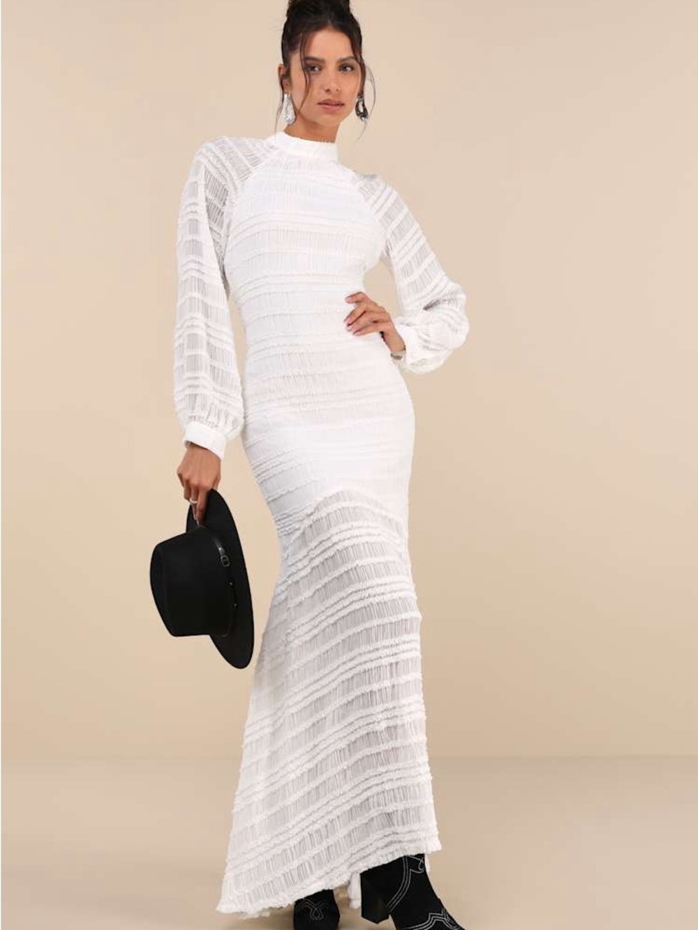 Lulus Exemplary Romance White Textured Backless Trumpet Maxi Dress XS NWT